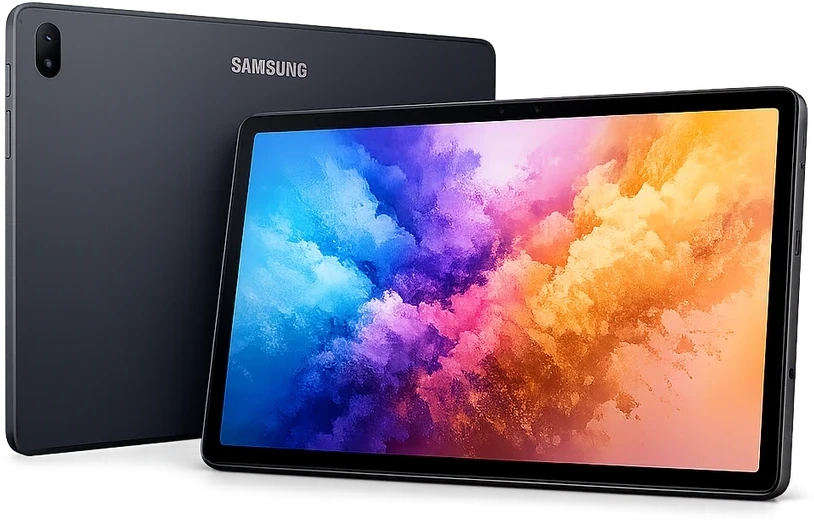 Samsung Galaxy Tab inteiro, com tela, traseira e caneta visíveis